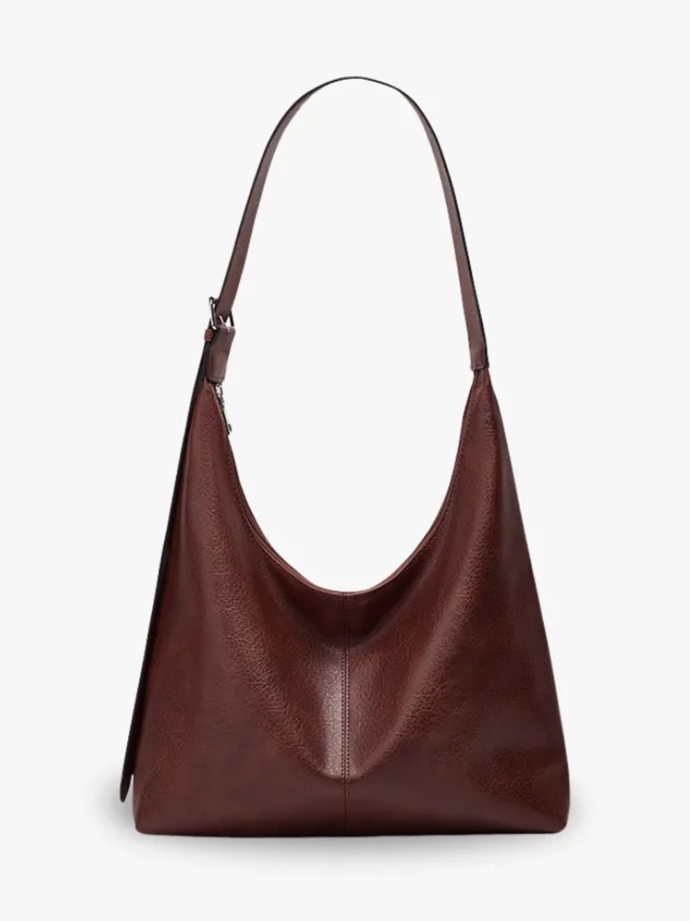 Women's large Hobo Shoulder tote Bag in Deep burgundy maroon wine faux leather